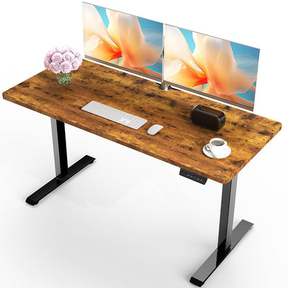 55 Inch Large Electric Standing Desk, Gaming Table, Brown