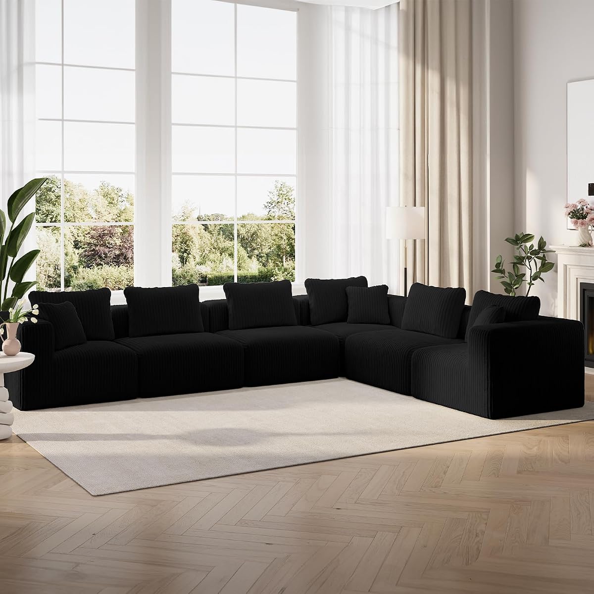 141" Modular Sectional Sofa, Modern Cloud Sectional Couch with Smarts Coil® Support, L-Shape Boneless Couch for Living Room Apartments Bedroom, No Assembly Required (6 Seat)