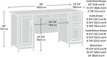 Edge Water Computer Desk with Storage Drawers, Home Office Desk, in Estate Black
