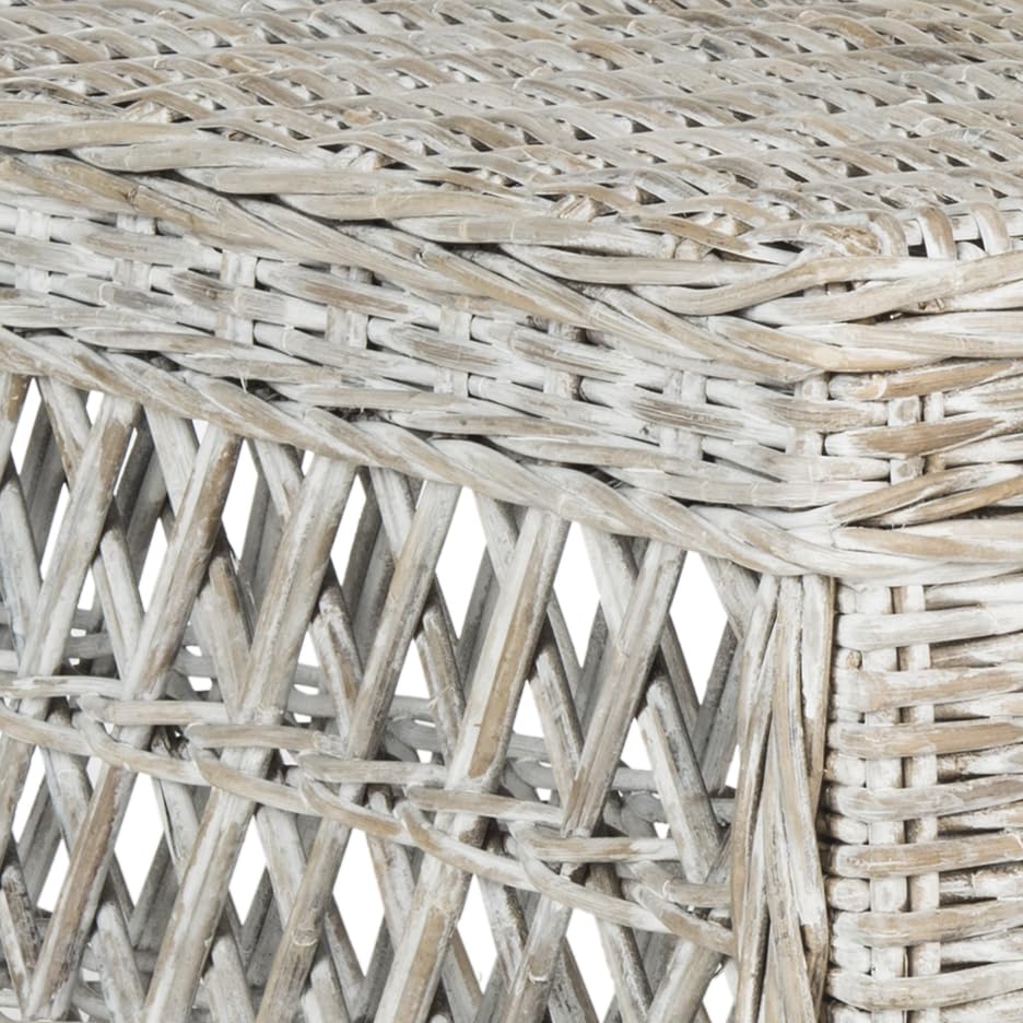 SAFAVIEH Home Collection Hila White Wash Wicker Coffee Table