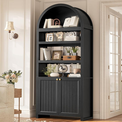81" Tall Arched Cabinets, Bookcase with storage