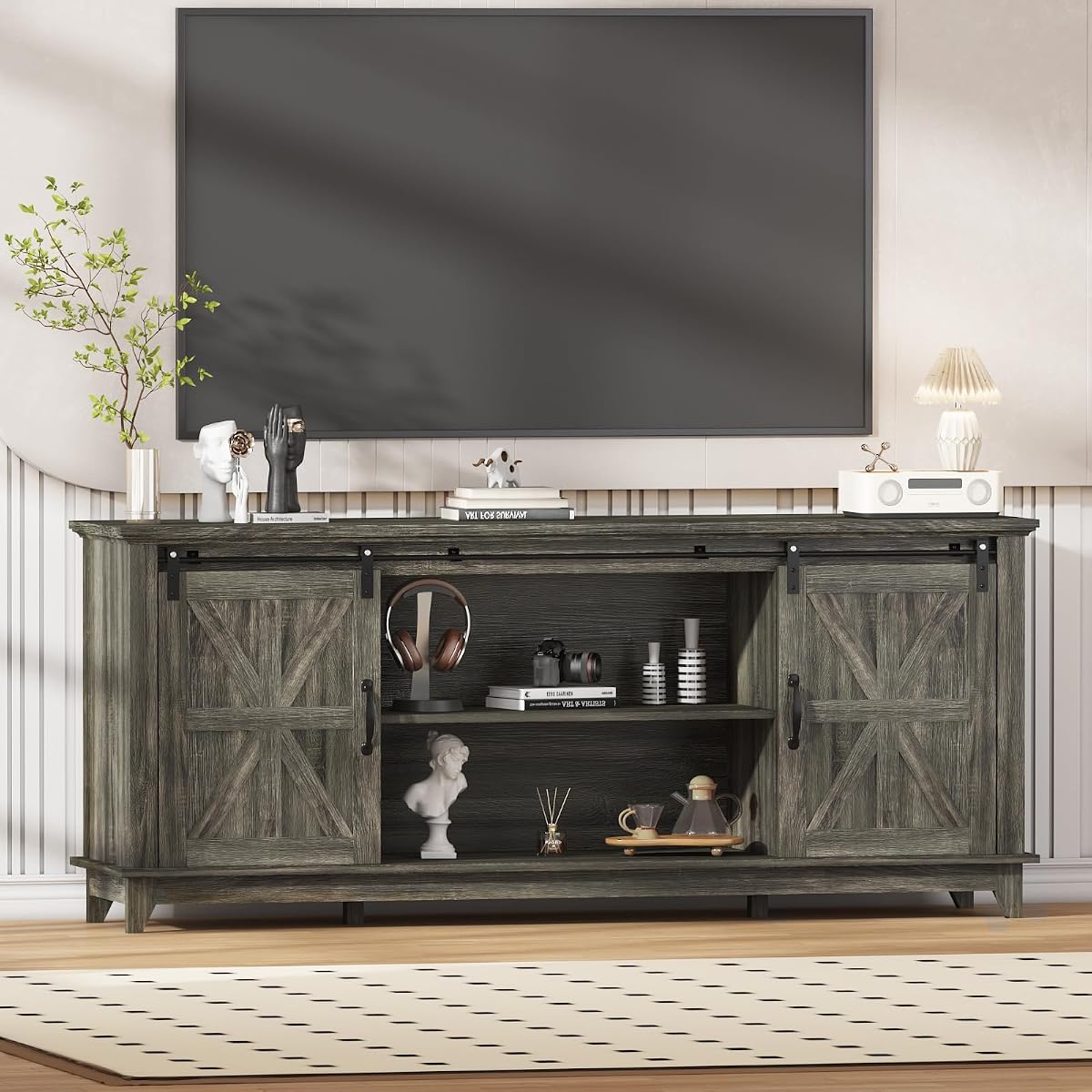 66" Farmhouse Home TV Stand for Up to 75" Television