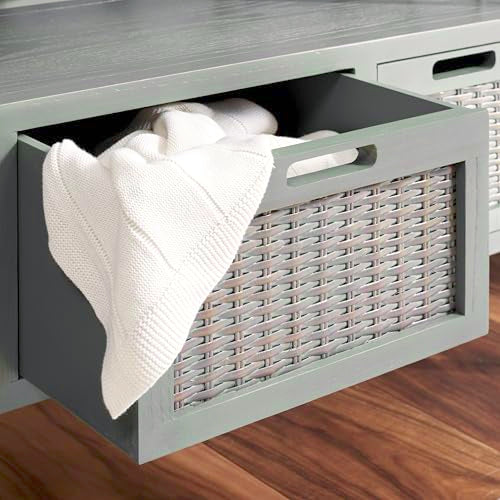 SAFAVIEH Home Collection – Joshua Ash Grey 3-Drawer Console Table with Shelf, view 5