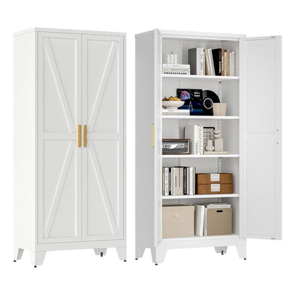 71'' Farmhouse Metal Storage Cabinet with Barn Doors