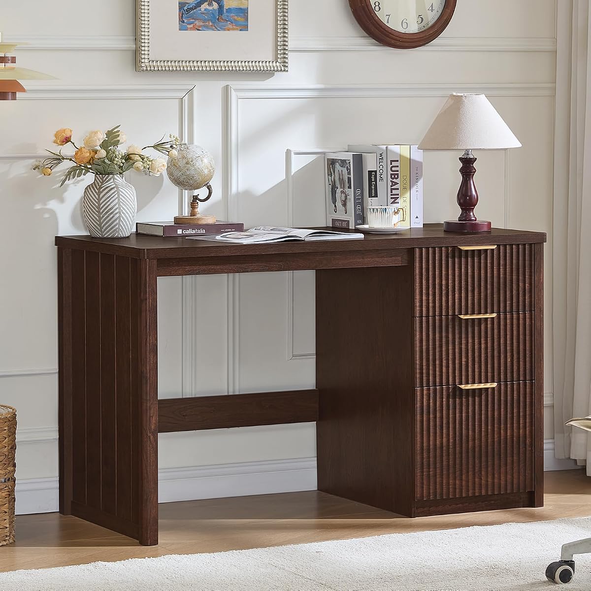 Office Desk 48" with 3 Drawers Storage File Cabinet