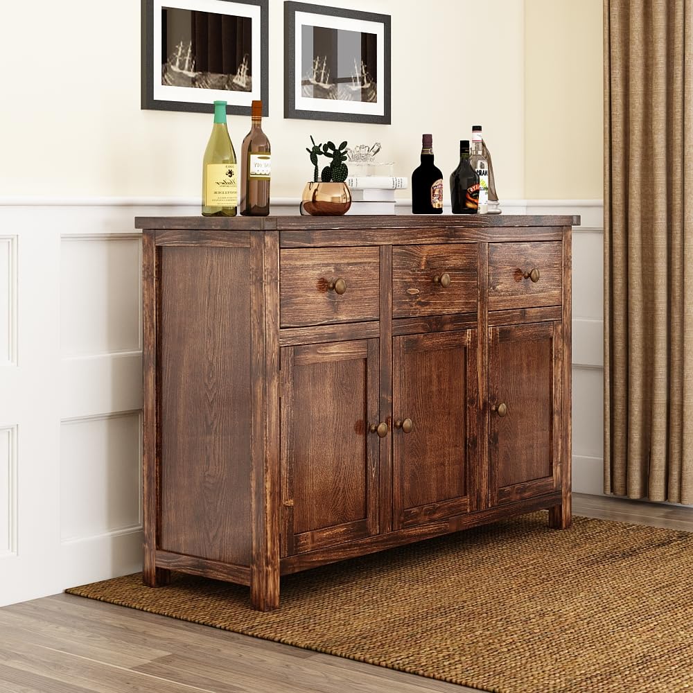 Solid Wood Long Sideboard Measuring 47" x 16" x 32" - MS405 (Light Coffee)
