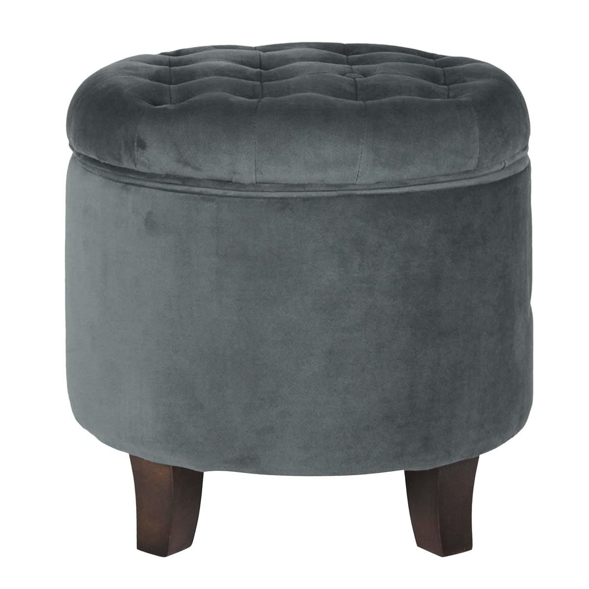 Home Decor | Upholstered Round Velvet Tufted Foot Rest Ottoman | Ottoman with Storage for Living Room & Bedroom | Decorative Home Furniture, Dark Gray Small
