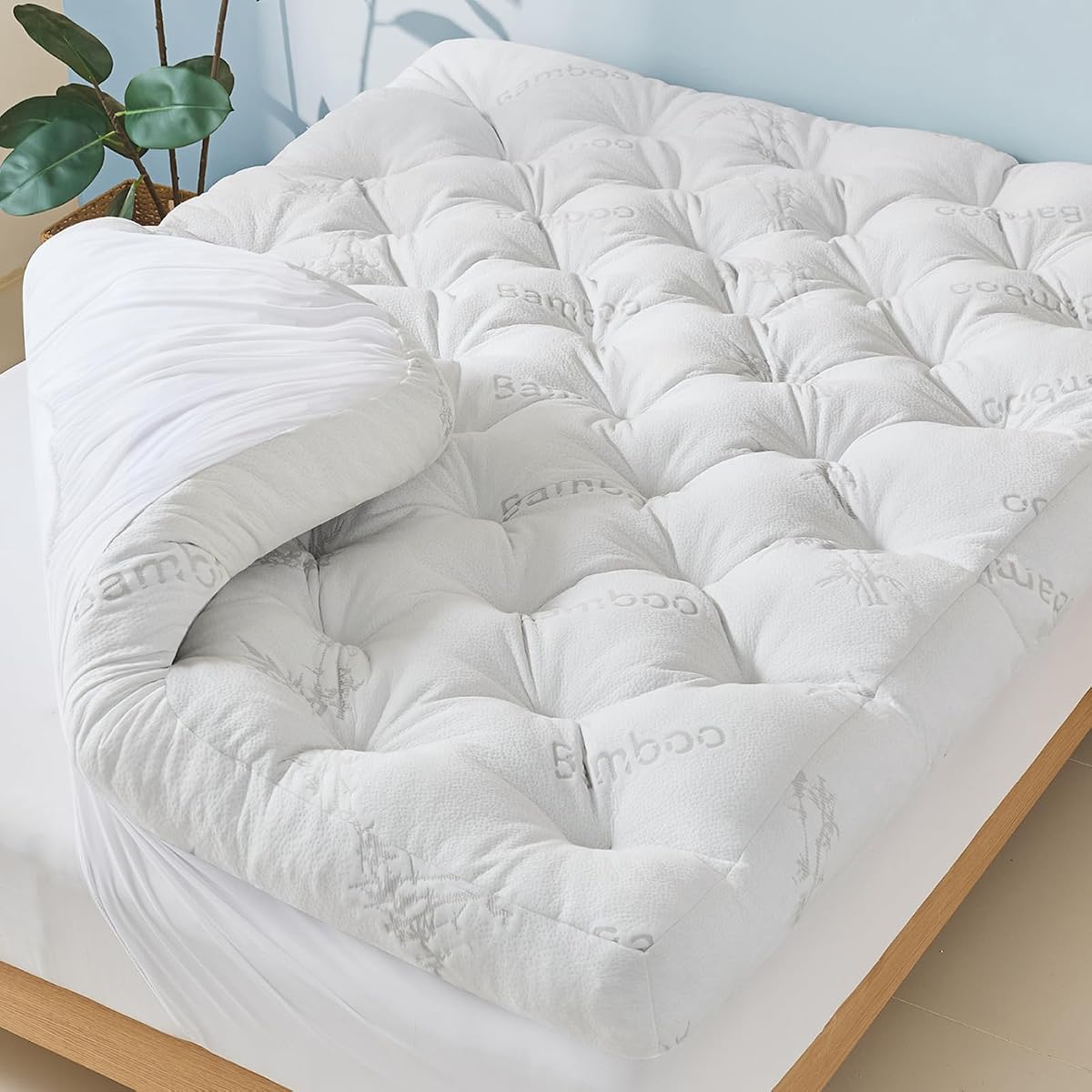 5 Inch Cooling Bamboo Viscose Mattress Topper Queen Size,60x80 in,2000 GSM