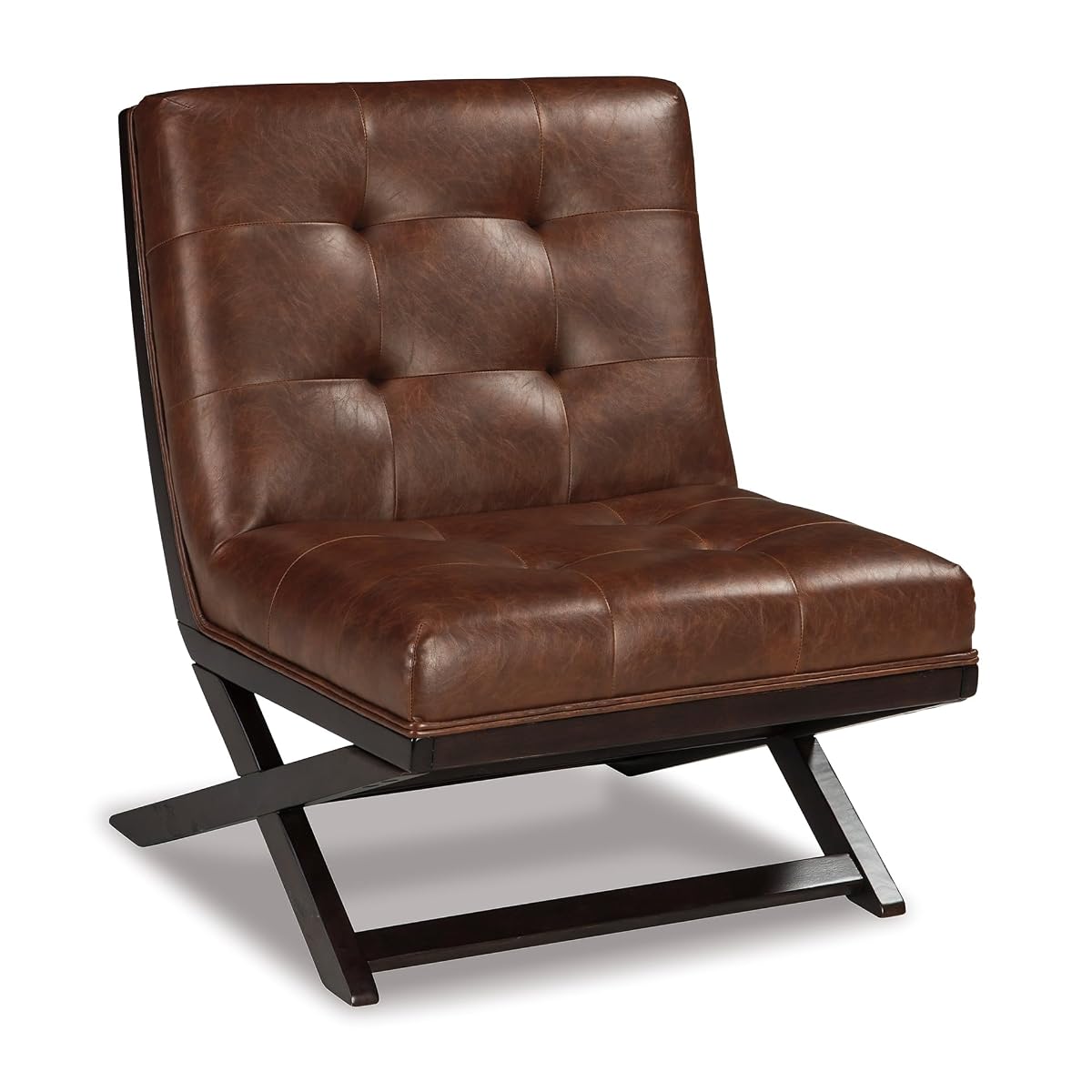 Signature Design by Ashley Sidewinder Mid-Century Modern Faux Leather Accent Chair, Brown