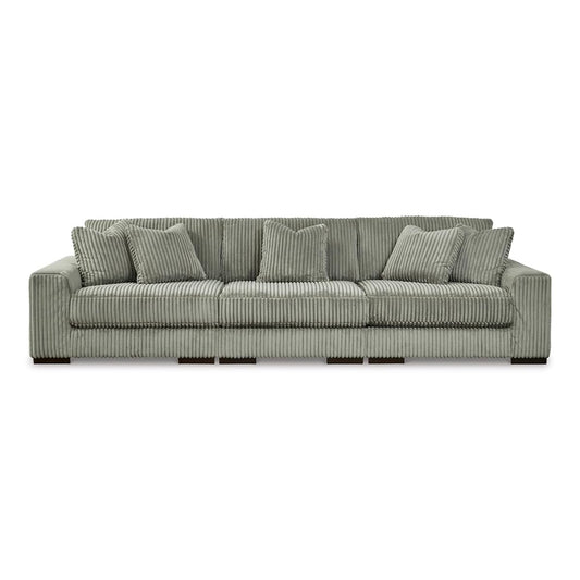 Signature Design by Ashley Lindyn Casual Contemporary 3-Piece Sectional Sofa with Reversible Cushions, Corded Fabric, Feather Cushion, Gray