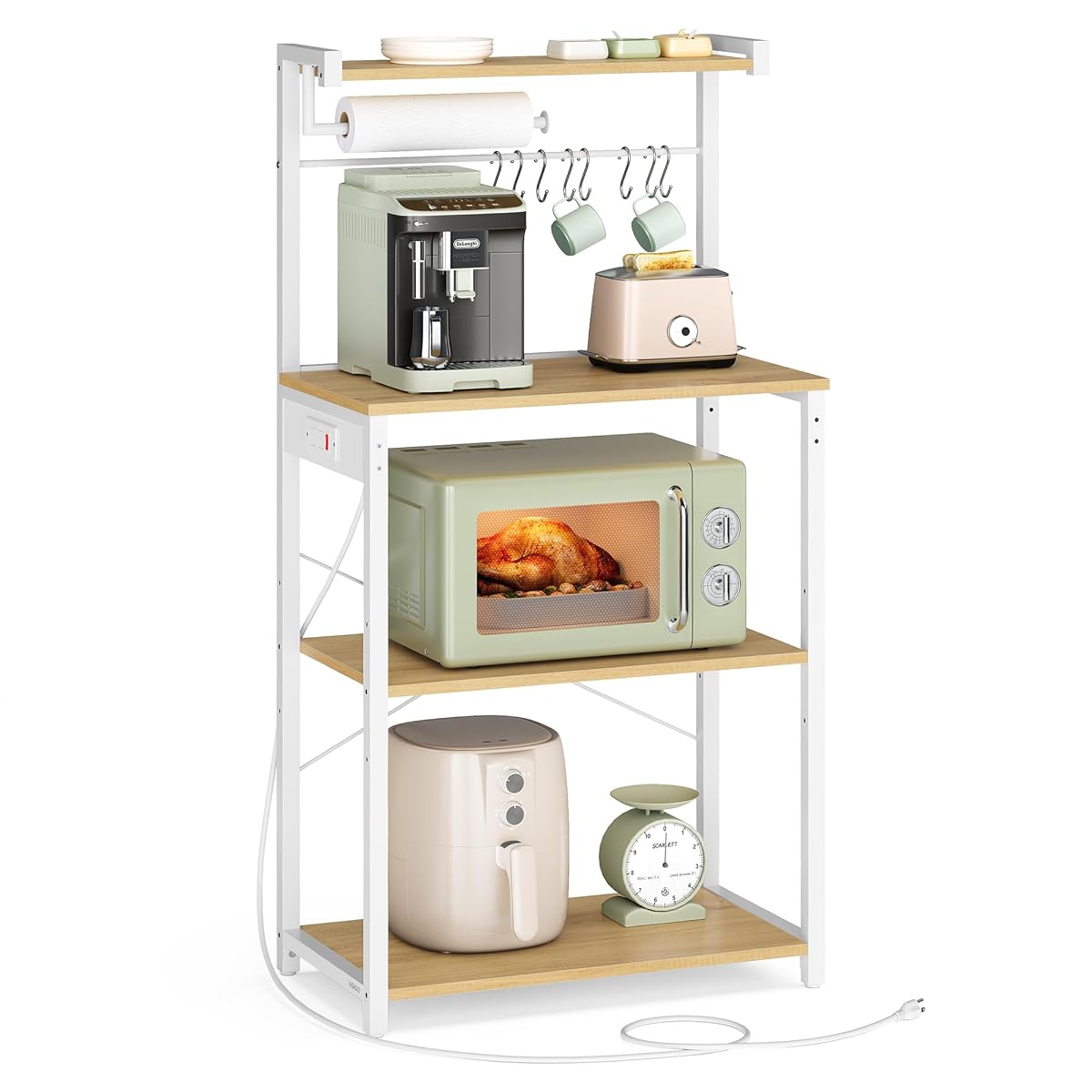 4-Tier Kitchen Bakers Rack with Power Outlet, 23.6-Inch Wide