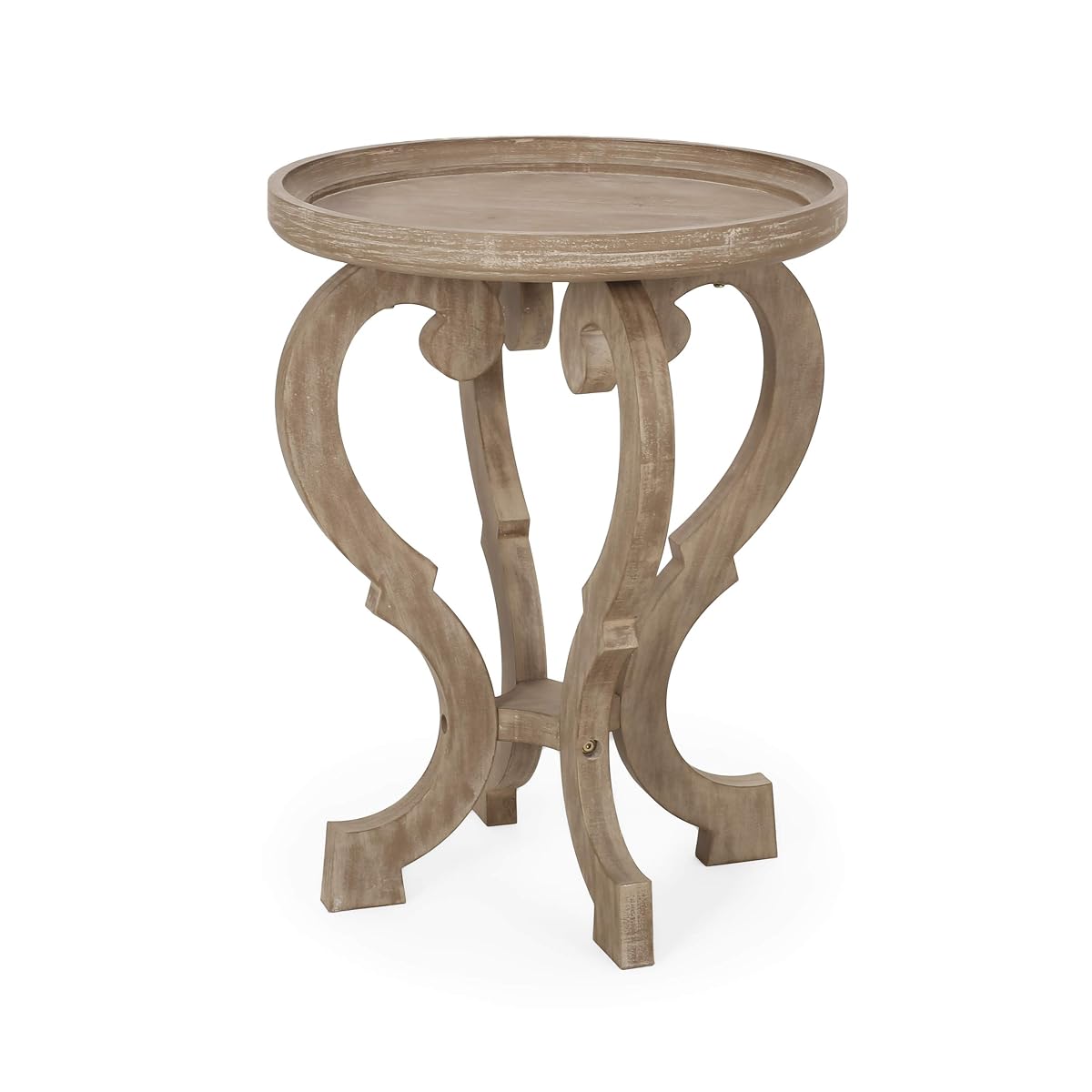 Natural French country accent table with round top