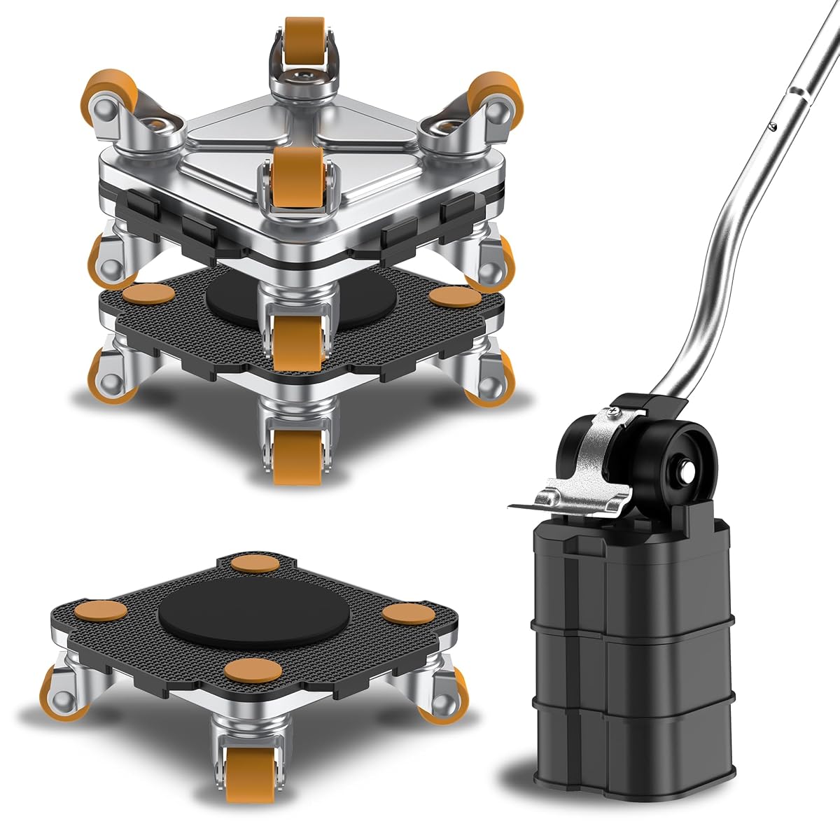 Furniture Mover with Wheels, 360° Rotation Wheels Furniture Dolly for Moving Heavy Furniture, Appliances, 880 LB Max Load Capacity with Auxiliary Lifter - Black Connect Dolly Pro