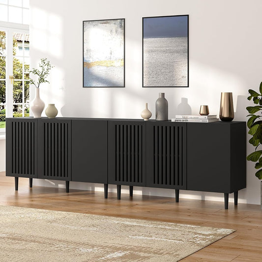 94.4" Buffet Cabinet with Storage, Black Sideboard Coffee Bar Cabinet