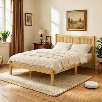 Wood Queen Bed Frame with Headboard