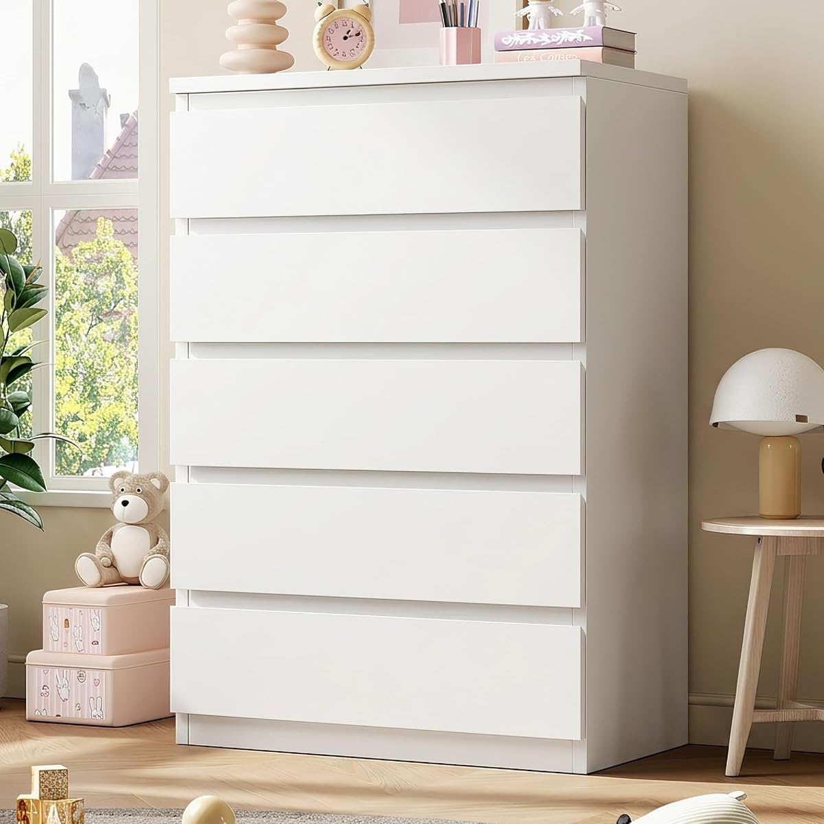 5 Drawer Dresser for Bedroom, White Dresser Chest of Drawers
