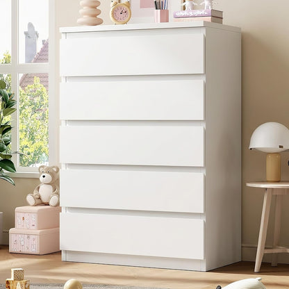 5 Drawer Dresser for Bedroom, White Dresser Chest of Drawers
