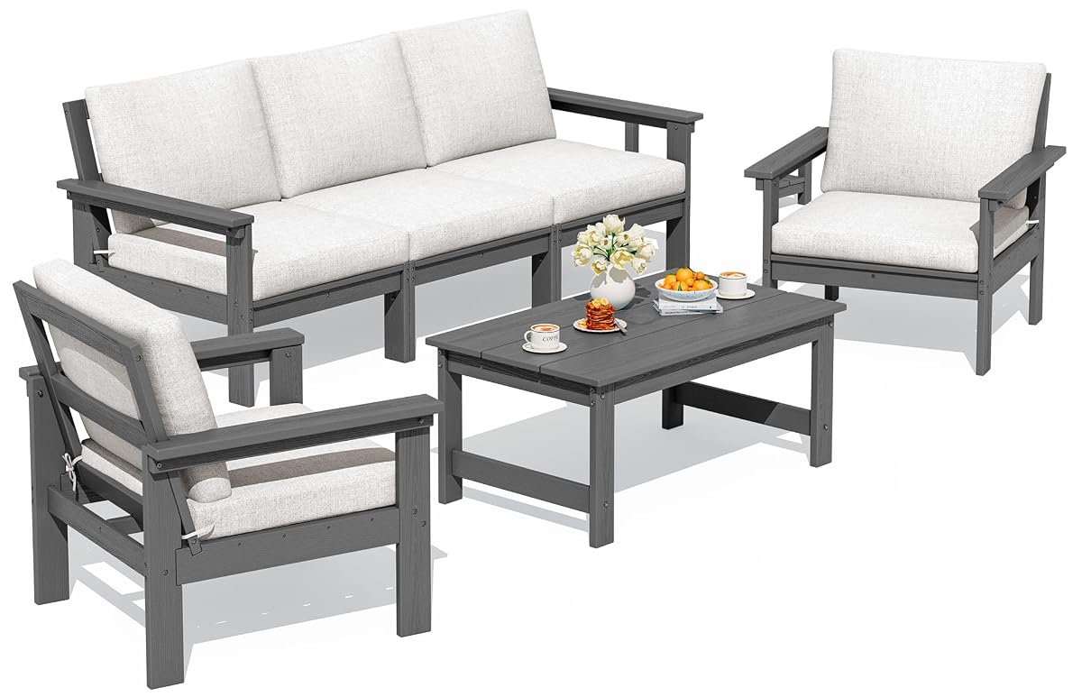 HDPE Outdoor Patio Furniture Set with Coffee Table