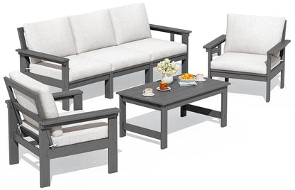 HDPE Outdoor Patio Furniture Set with Coffee Table