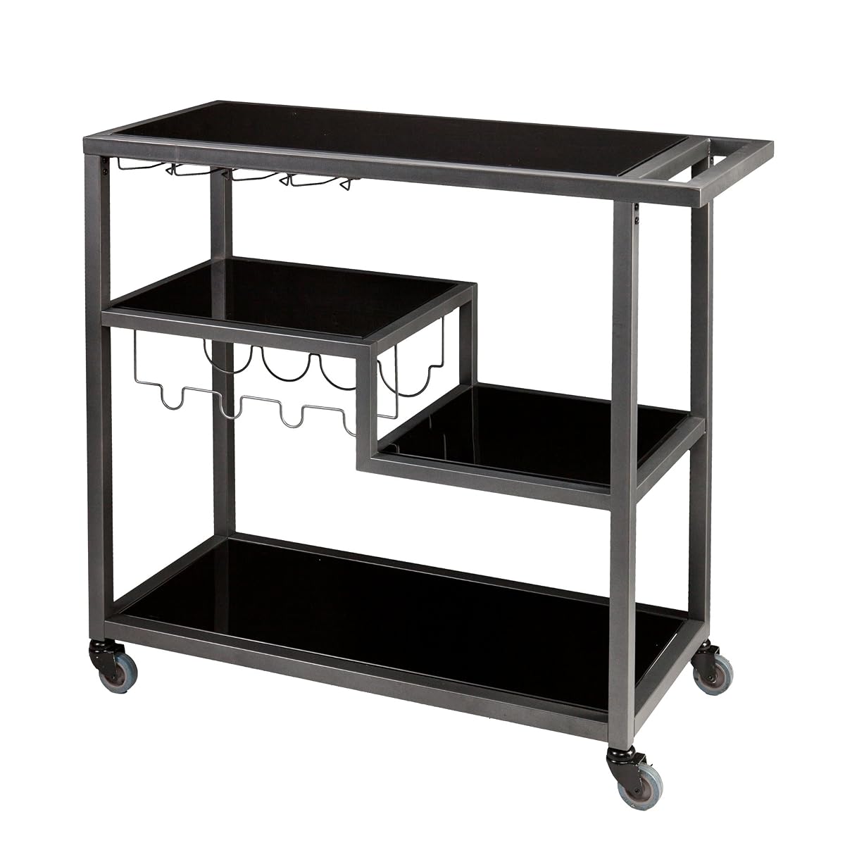 Holly & Martin Zephs Bar Cart - Grey - Iron Metal & Tempered Glass - Modern Design - Ideal for Living Rooms, Dining Rooms, Home Bars, 40" W x 16" D x 37.5" H (HZ8810)