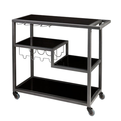 Holly & Martin Zephs Bar Cart - Grey - Iron Metal & Tempered Glass - Modern Design - Ideal for Living Rooms, Dining Rooms, Home Bars, 40" W x 16" D x 37.5" H (HZ8810)
