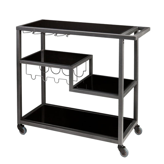 Holly & Martin Zephs Bar Cart - Grey - Iron Metal & Tempered Glass - Modern Design - Ideal for Living Rooms, Dining Rooms, Home Bars, 40" W x 16" D x 37.5" H (HZ8810)