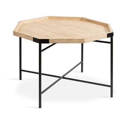 Occonor Two-Tone Octagon Coffee Table; 28 x 26 x 18; Natural Brown and Black; Transitional Mixed Materials Living Room Table with Resilient Wood Construction