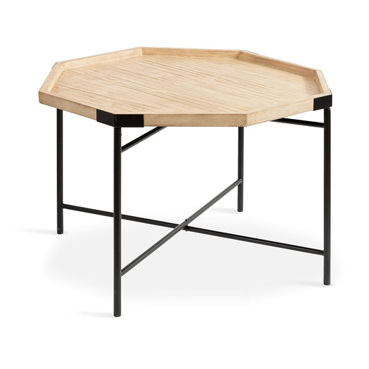Occonor Two-Tone Octagon Coffee Table; 28 x 26 x 18; Natural Brown and Black; Transitional Mixed Materials Living Room Table with Resilient Wood Construction