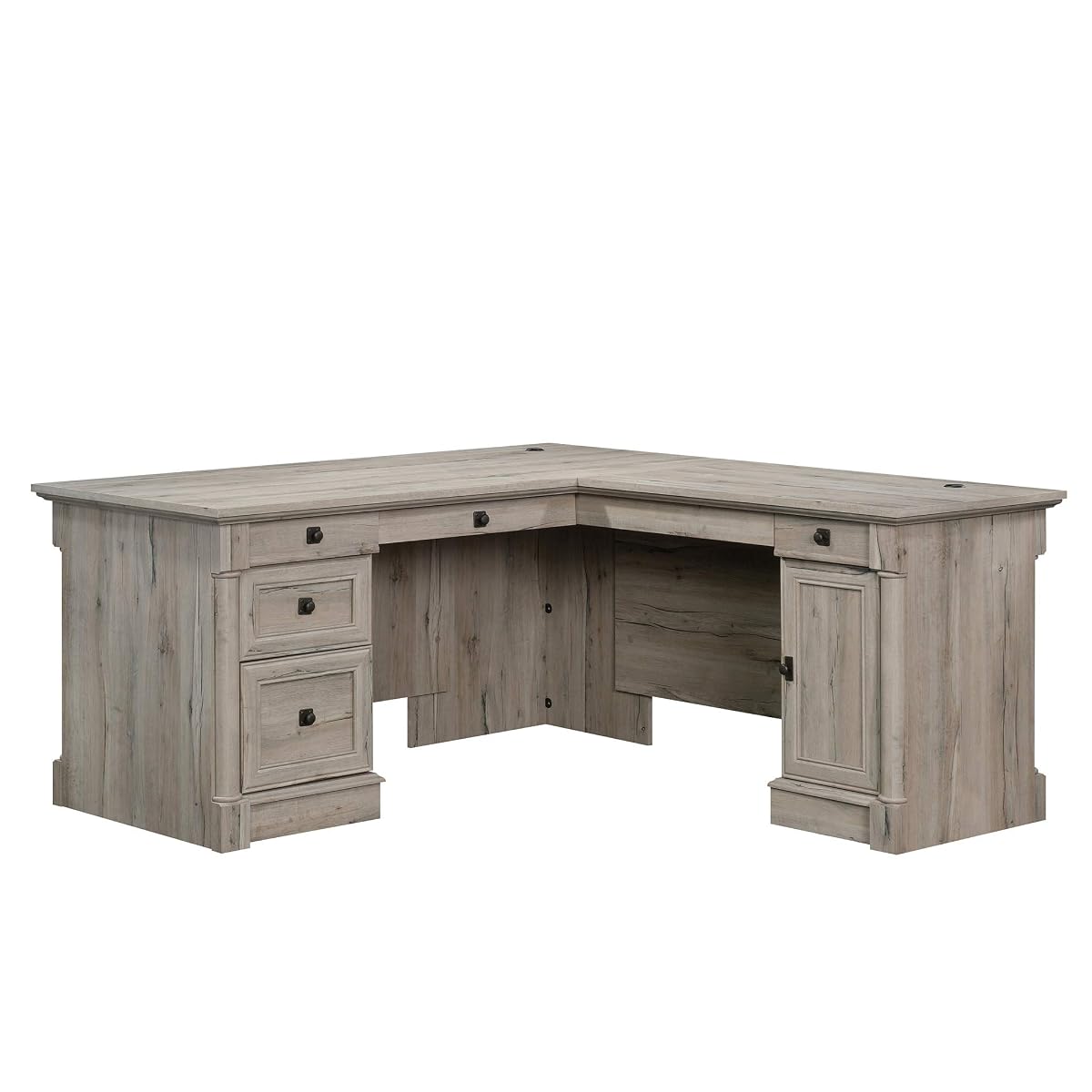 Palladia L Shaped Desk with Drawers, Office Desk with File Cabinet Storage