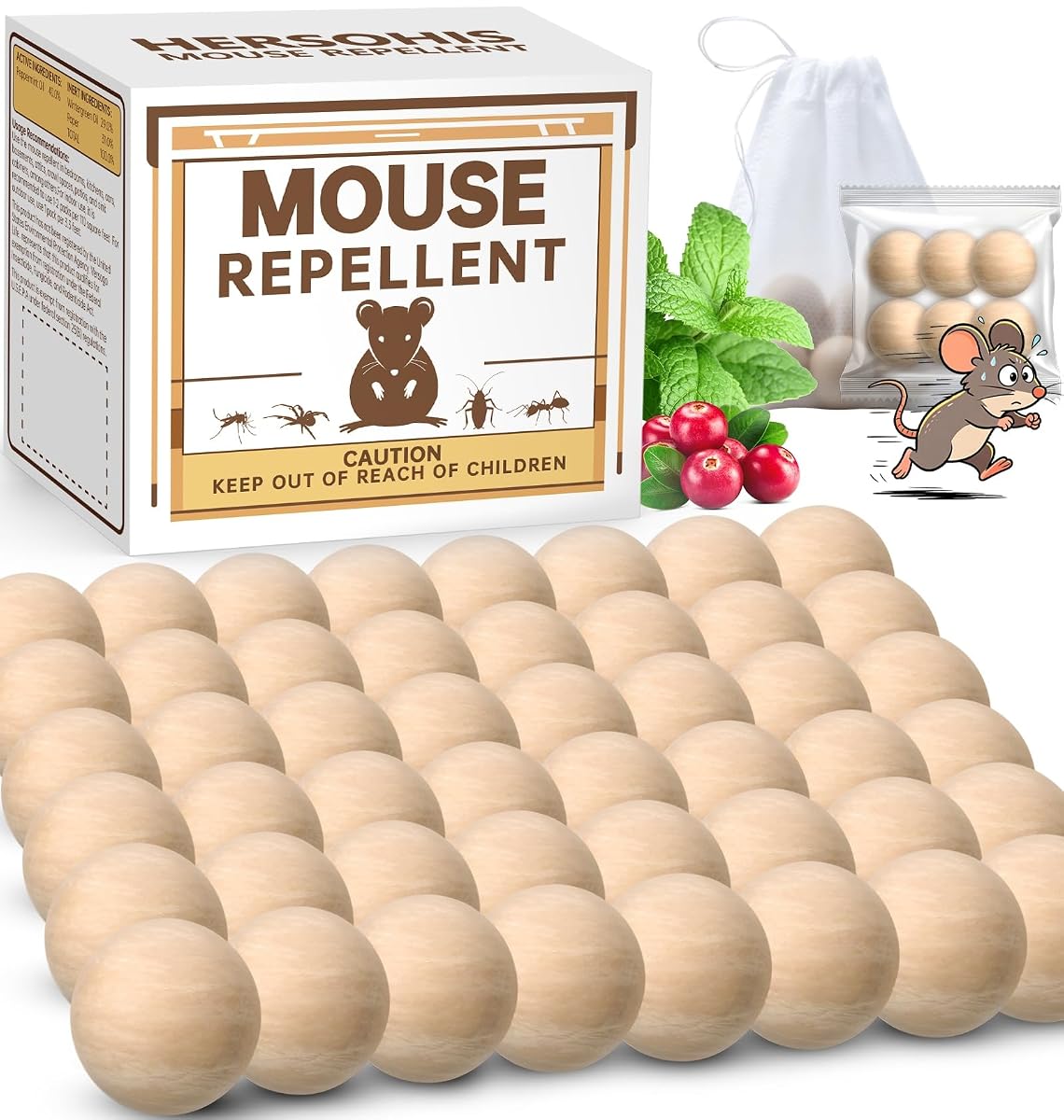 Rodent Repellent 48 Balls, Mouse Repellent Indoor & Outdoor