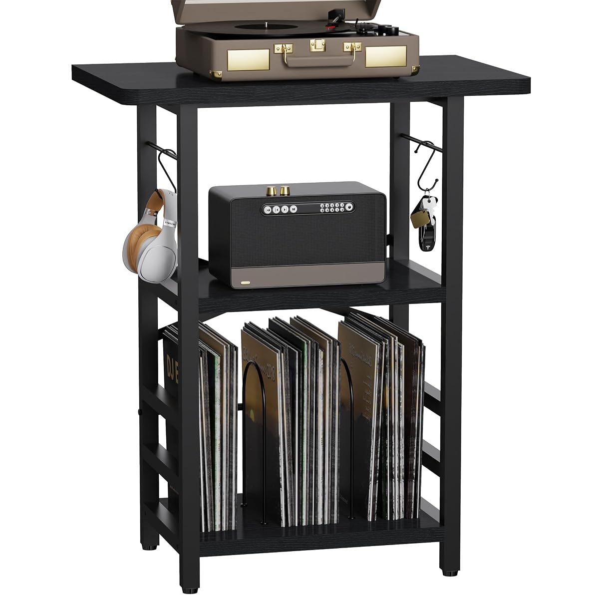 Record Player Stand with Extended Desktop