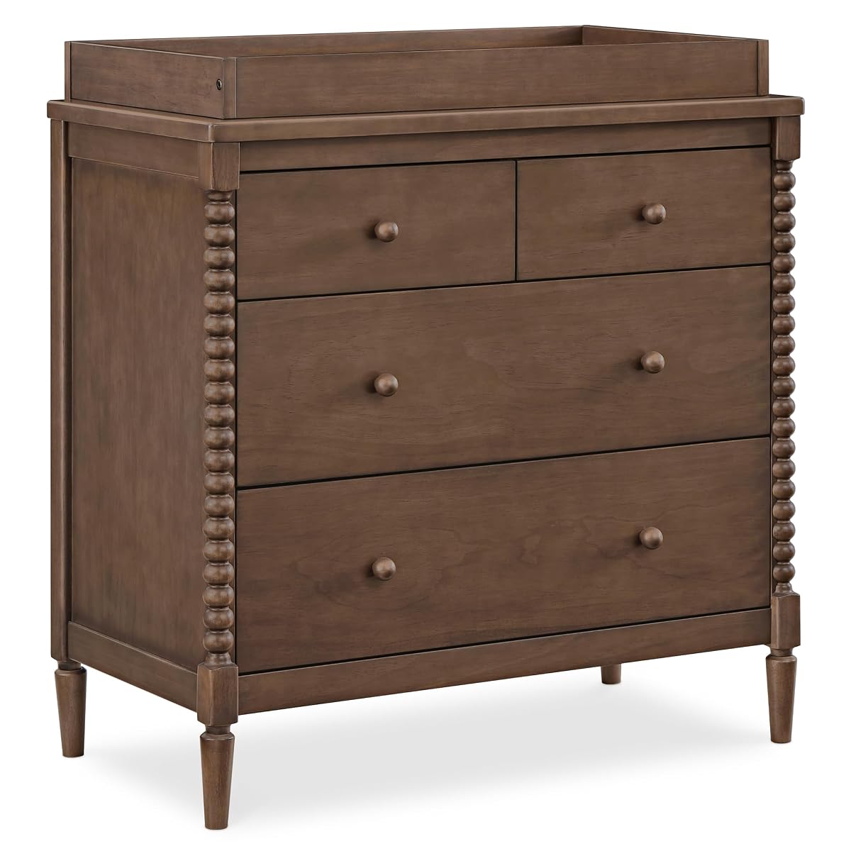 Saint 4 Drawer Dresser with Changing Top and Interlocking Drawers, Teak Brown