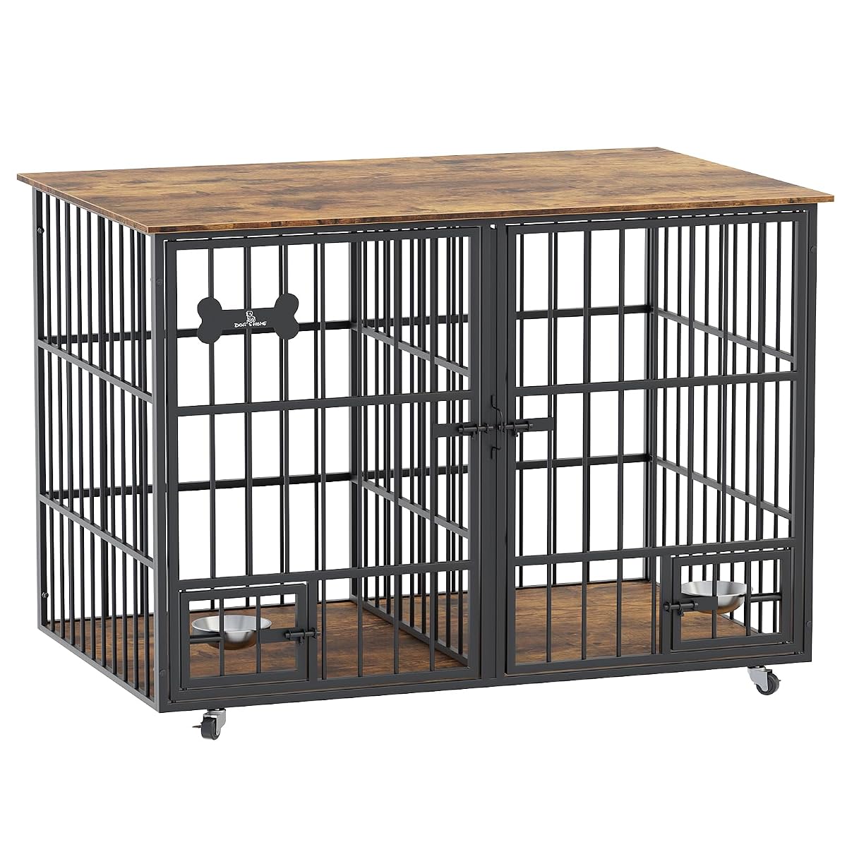 48"Dog Crate,Furniture Style Double Dog Cage with Divider for 2 Dogs