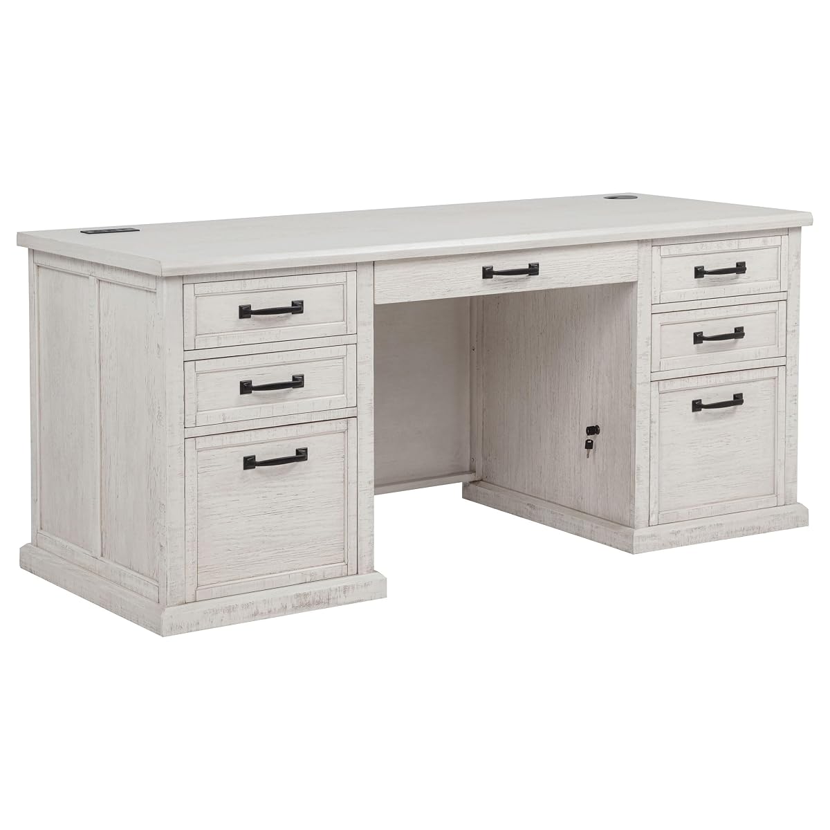 Coaster Altidore 68-Inch 7-Drawer Executive Desk Distressed White 800796