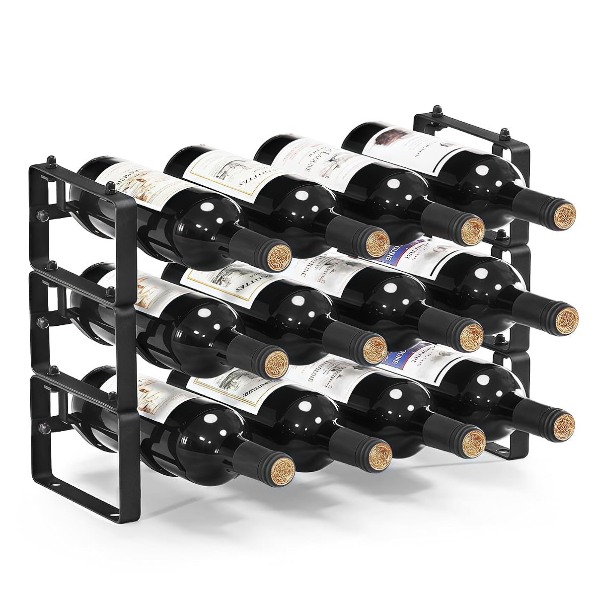 Stackable Countertop Wine Rack, 12 Wine Bottles Holder for Inside Cabinet