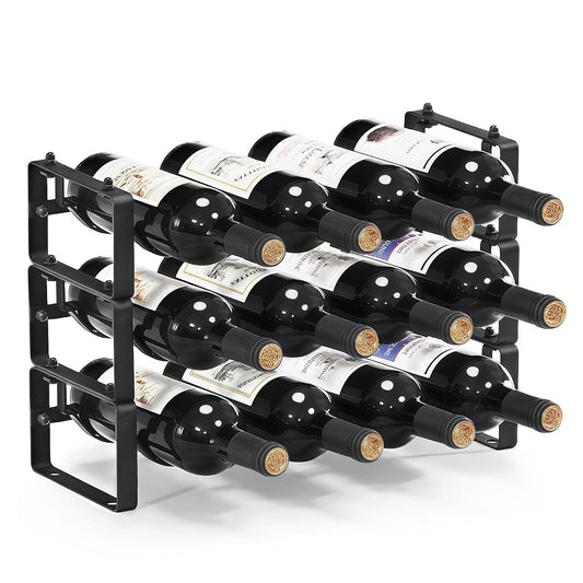 Stackable Countertop Wine Rack, 12 Wine Bottles Holder for Inside Cabinet