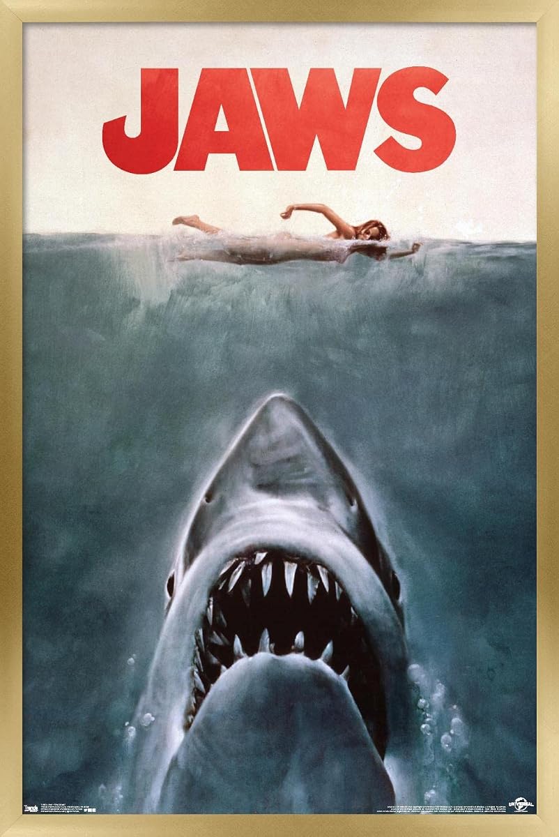Jaws - One Sheet Wall Poster, 14.725" x 22.375", Gold Framed Version