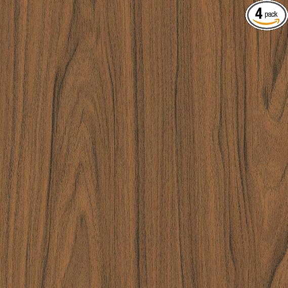 346-0037-4PK Decorative Self-Adhesive Film, Medium Walnut, 17" x 78" Roll, 4-Pack