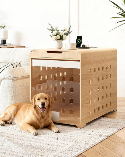 Modern Dog Crate Furniture with Charging Station Large Kennel Indoor