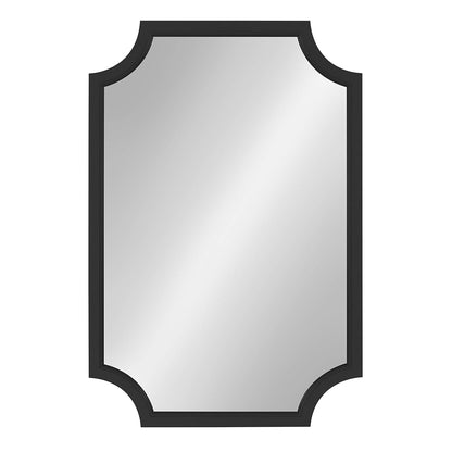 Hogan Wood Framed Mirror with Scallop Corners, 24 x 36, Black