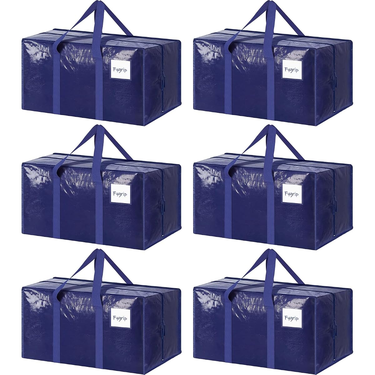 6 Pack Extra Heavy Duty Large Moving Bags with Strong Zipper, Dark Blue