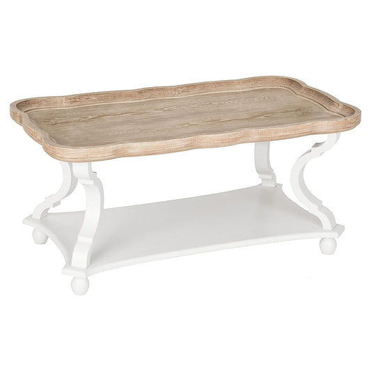Rustic Farmhouse Cottagecore Coffee Table, Natural Tray Top Sofa Table for Family, Dining or Living Room, Small Spaces, Handcrafted Finish, Modern