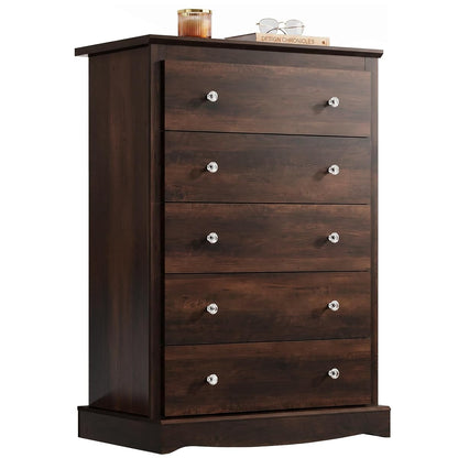 5 Drawer Dresser, 45" Tall Dresser for Bedroom with Exclusive Anti-Tip Structure