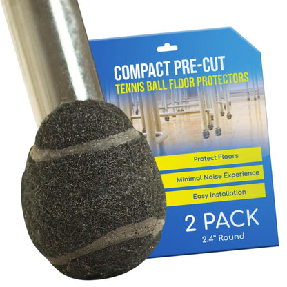 Smaller PreCut Walker Tennis Ball Glides Heavy Duty Long Lasting Furniture Leg Floor Protection Walker Accessories for Hard Floor Surfaces 2.4 Inch (Black) -One Pair