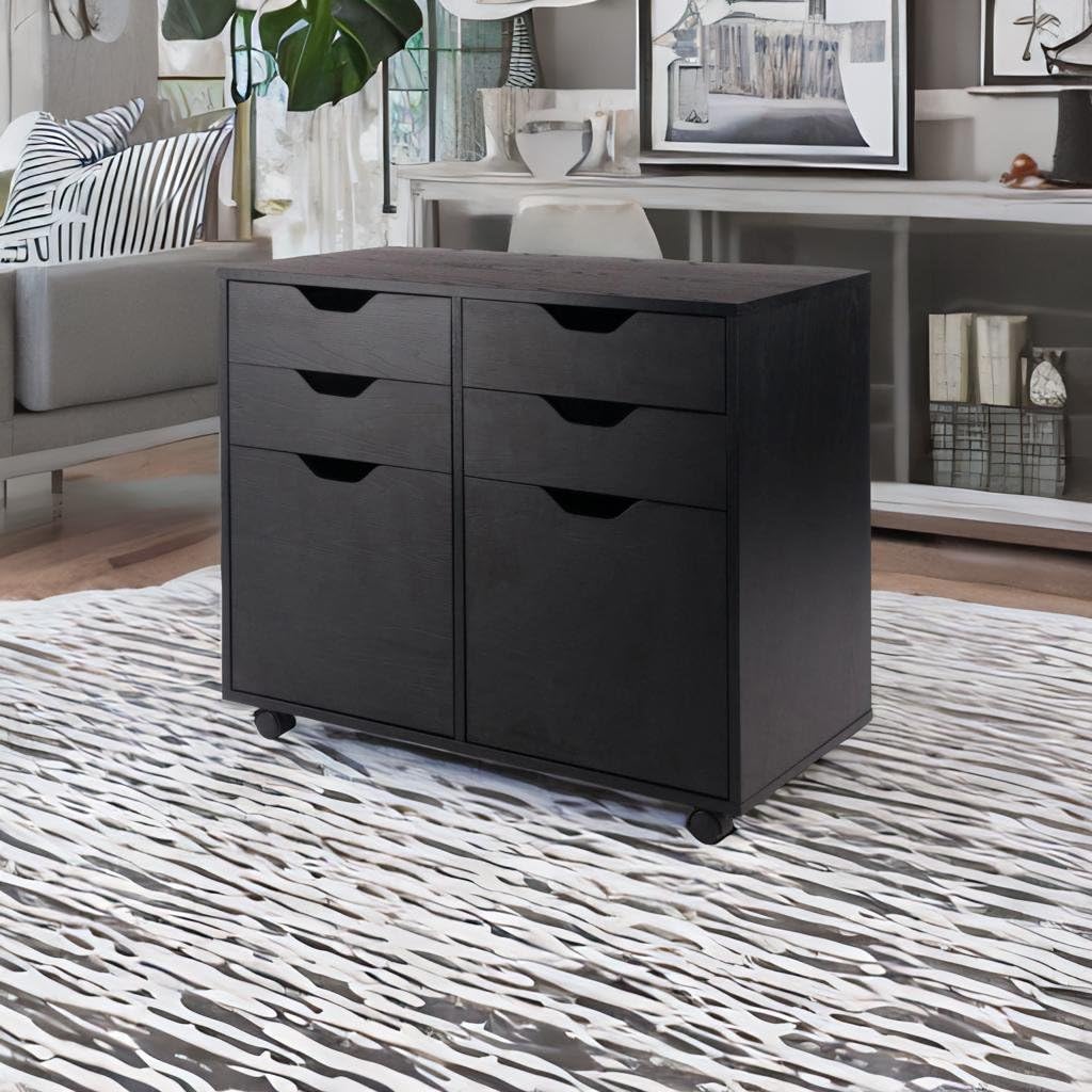 Wood Halifax 2-Section Mobile Storage Cabinet - Stylish, Versatile, Easy to Move