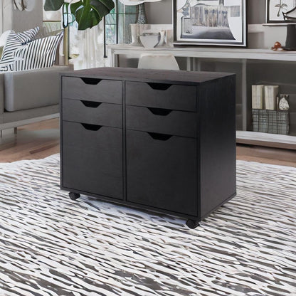 Wood Halifax 2-Section Mobile Storage Cabinet - Stylish, Versatile, Easy to Move