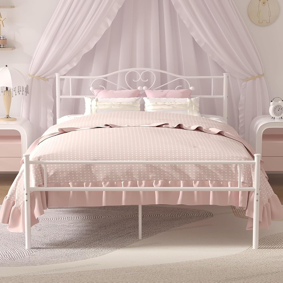 14 Inch Full Size Metal Platform Bed Frame with Headboard and Footboard