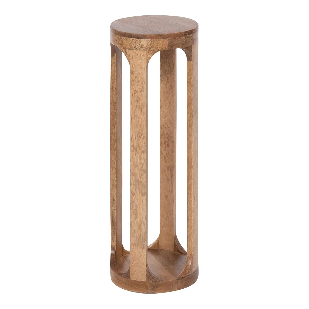 Dahl Wooden Round Drink Table; 8 x 23; Natural Brown; Transitional Boho Circle Wood Accent Pedestal Table for Living Room Plant Stand or Small Bedroom Nightstand