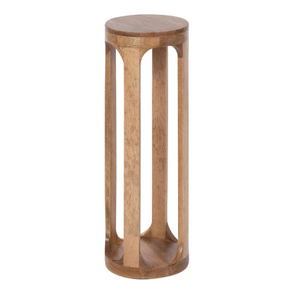Dahl Wooden Round Drink Table; 8 x 23; Natural Brown; Transitional Boho Circle Wood Accent Pedestal Table for Living Room Plant Stand or Small Bedroom Nightstand