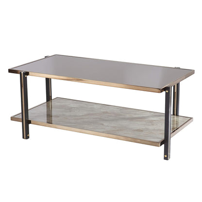 Thornsett Cocktail Table with Mirrored Top - Transitional Design, Champagne Glass and Wood - Ideal for Living Room, Family Room (CK1131200)